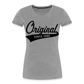 Original Since 1980 (Geburtsjahr, Geburtstag / B) - Frauen Premium Bio T-Shirt - Grau meliert - Vorne - Mia (176cm)