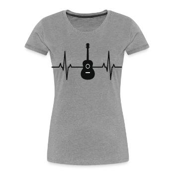Rythme cardiaque de la guitare - T-shirt bio Premium Femme - gris chiné - Devant - Mia (176cm)