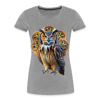 Hibou - T-shirt bio Premium Femme - gris chiné - Devant - Mia (176cm)