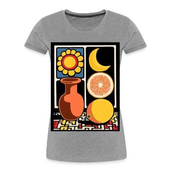 Sunflower Citrus Moon - Women's Premium Organic T-Shirt - heather grey - Front - Mia (176cm)