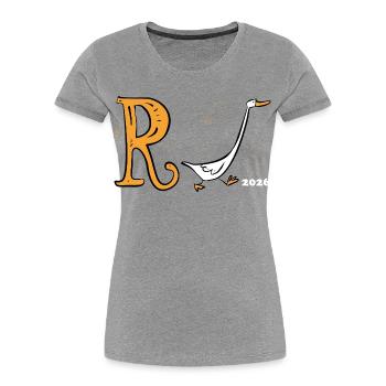 Rente actuelle 2026 - Retraite - Rente - T-shirt bio Premium Femme - gris chiné - Devant - Mia (176cm)