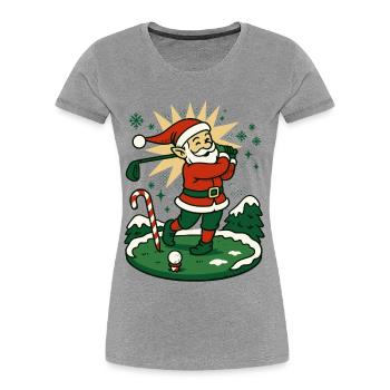 Santa Claus Golfing Christmas Fun Holiday - Women's Premium Organic T-Shirt - heather grey - Front - Mia (176cm)