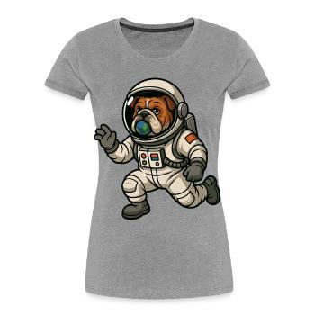 Astro Bulldog Explorer - T-shirt bio Premium Femme - gris chiné - Devant - Mia (176cm)