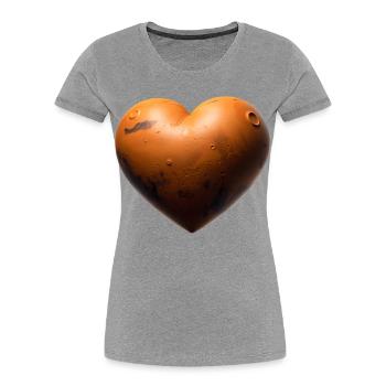 MARS-LIEBHABER – Frieden & Liebe - Frauen Premium Bio T-Shirt - Grau meliert - Vorne - Mia (176cm)