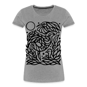 Minimalist Flying Birds Freedom Line Art Design - Women's Premium Organic T-Shirt - heather grey - Front - Mia (176cm)