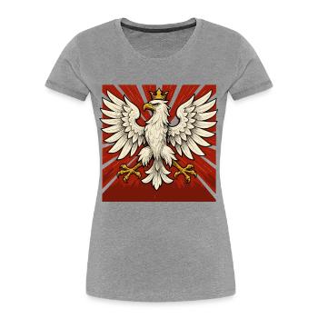 Polen Polska Adler Flagge Fahne episch Geschenk - Frauen Premium Bio T-Shirt - Grau meliert - Vorne - Mia (176cm)