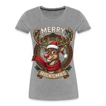 Rentier Rudolph Comic - Weihnachtsgeschenk - Frauen Premium Bio T-Shirt - Grau meliert - Vorne - Mia (176cm)
