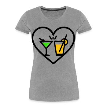 Cocktails Heart Summer Party Beach Gift - Women's Premium Organic T-Shirt - heather grey - Front - Mia (176cm)