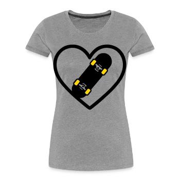 Skateboard Herz Sport Street Leidenschaft - Frauen Premium Bio T-Shirt - Grau meliert - Vorne - Mia (176cm)