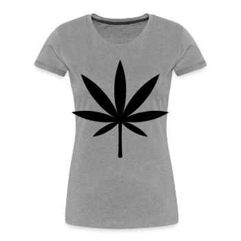 Cannabis / Marijuana / Feuille de chanvre (noir) - T-shirt bio Premium Femme - gris chiné - Devant - Mia (176cm)
