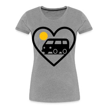 Vanlife Heart Van Travel Road Adventure - T-shirt bio Premium Femme - gris chiné - Devant - Mia (176cm)