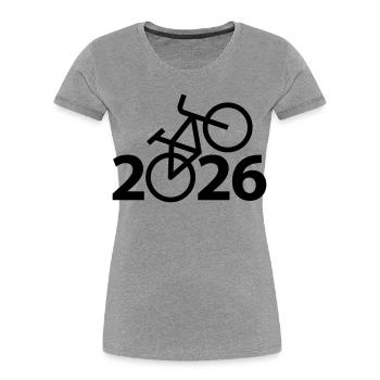 Radtour 2026, Mountainbike 2026, Fahrrad 2026 - Frauen Premium Bio T-Shirt - Grau meliert - Vorne - Mia (176cm)