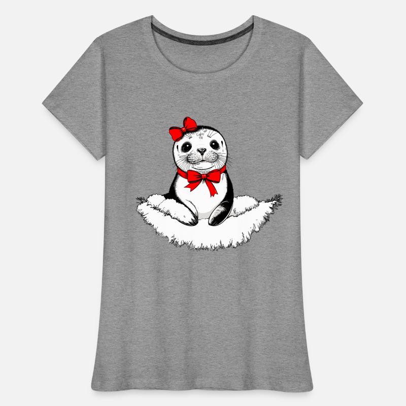 Phoque Bow-tiful – Édition de Noël T-shirt bio Premium Femme