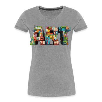 Colorful Pixel ART motif in retro look - Women's Premium Organic T-Shirt - heather grey - Front - Mia (176cm)