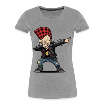 Dabbing Punk – Cheeky Cartoon Style - Women's Premium Organic T-Shirt - heather grey - Front - Mia (176cm)