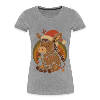 Retro Vintage Esel Elfe Weihnachten Geschenk - Frauen Premium Bio T-Shirt - Grau meliert - Vorne - Mia (176cm)