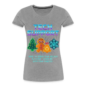 Lustiger Technischer Support Debug Weihnachten - Frauen Premium Bio T-Shirt - Grau meliert - Vorne - Mia (176cm)