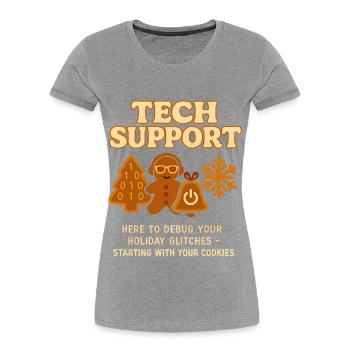 Support technique Cadeau de Noël vintage - T-shirt bio Premium Femme - gris chiné - Devant - Mia (176cm)