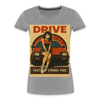 Retro Car Japan Girl - Women's Premium Organic T-Shirt - heather grey - Front - Mia (176cm)