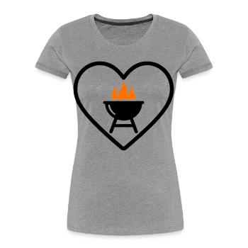 Heart Barbecue – Design pour les amateurs de grills - T-shirt bio Premium Femme - gris chiné - Devant - Mia (176cm)