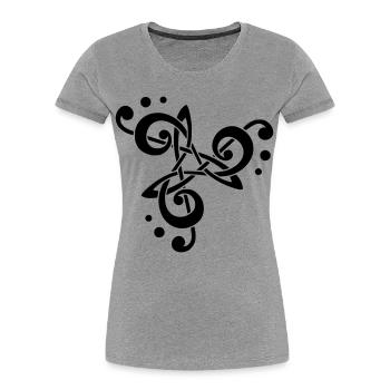 note de musique en triskèle  - T-shirt bio Premium Femme - gris chiné - Devant - Mia (176cm)