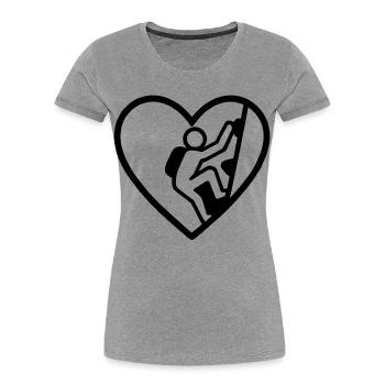 Heart Climbing – Vertical Passion - Women's Premium Organic T-Shirt - heather grey - Front - Mia (176cm)