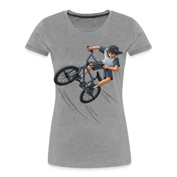 Freestyle BMX Street Artwork Trick Rider Street - Women's Premium Organic T-Shirt - heather grey - Front - Mia (176cm)