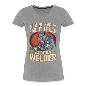 Welder Behind Every Smooth Bead Is Craftsmanship - Frauen Premium Bio T-Shirt - Grau meliert - Vorne - Mia (176cm)