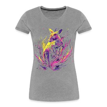 Känguru Tier Australien Down Under Neon Bunt Kunst - Frauen Premium Bio T-Shirt - Grau meliert - Vorne - Mia (176cm)