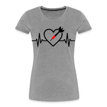 Heart Darts – Passion for Precision - Women's Premium Organic T-Shirt - heather grey - Front - Mia (176cm)
