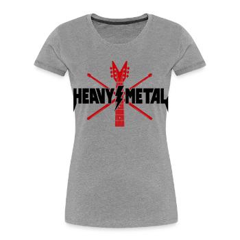 Guitare heavy metal et baguettes croisées - T-shirt bio Premium Femme - gris chiné - Devant - Mia (176cm)