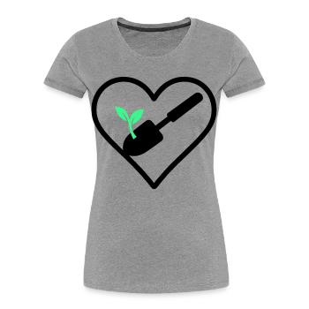 Gardening Heart – Grüne Leidenschaft - Frauen Premium Bio T-Shirt - Grau meliert - Vorne - Mia (176cm)