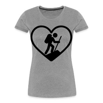 Heart hiking – nature lover - Women's Premium Organic T-Shirt - heather grey - Front - Mia (176cm)
