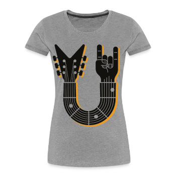 Guitar and Finger Horn Hand - Women's Premium Organic T-Shirt - heather grey - Front - Mia (176cm)