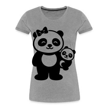 Mama Panda Mit Baby Geschenk Familie - Frauen Premium Bio T-Shirt - Grau meliert - Vorne - Mia (176cm)