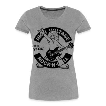 Guitariste de rock rock à haute tension - T-shirt bio Premium Femme - gris chiné - Devant - Mia (176cm)