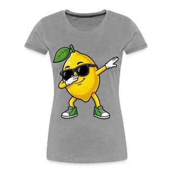 Dessin animé Dun Citron dans la pose Dab - T-shirt bio Premium Femme - gris chiné - Devant - Mia (176cm)