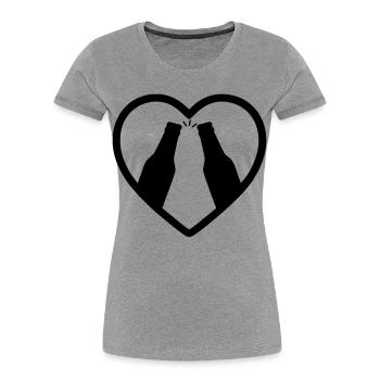Heart Bottles Beer Aperitif Gift - Women's Premium Organic T-Shirt - heather grey - Front - Mia (176cm)