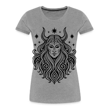 Rauhnächte Perchten Mask Pagan Symbol - Women's Premium Organic T-Shirt - heather grey - Front - Mia (176cm)