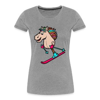 Ski de montage amateur - T-shirt bio Premium Femme - gris chiné - Devant - Mia (176cm)