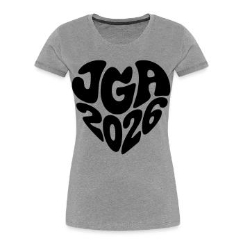 Jga 2026 Herz Form Herzform - Frauen Premium Bio T-Shirt - Grau meliert - Vorne - Mia (176cm)