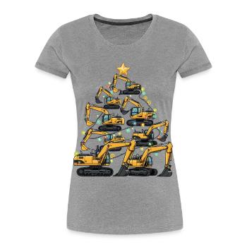 Cadeau du sapin de Noël drôle pour excavatrice - T-shirt bio Premium Femme - gris chiné - Devant - Mia (176cm)
