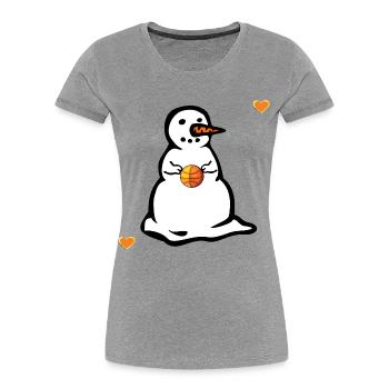 Winter Basketball Kinder Schneemann - Frauen Premium Bio T-Shirt - Grau meliert - Vorne - Mia (176cm)