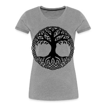 Baum des Lebens - Frauen Premium Bio T-Shirt - Grau meliert - Vorne - Mia (176cm)