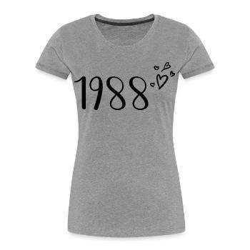 1988 - Frauen Premium Bio T-Shirt - Grau meliert - Vorne - Mia (176cm)
