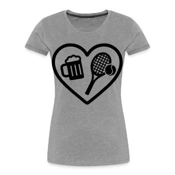 Heart Tennis Bier - Frauen Premium Bio T-Shirt - Grau meliert - Vorne - Mia (176cm)