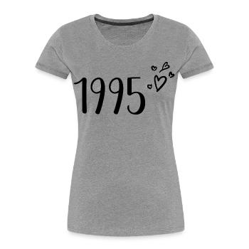1995 - T-shirt bio Premium Femme - gris chiné - Devant - Mia (176cm)