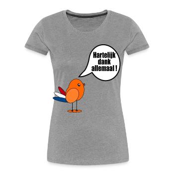 Niederländisch Vielen Dank Euch - Frauen Premium Bio T-Shirt - Grau meliert - Vorne - Mia (176cm)