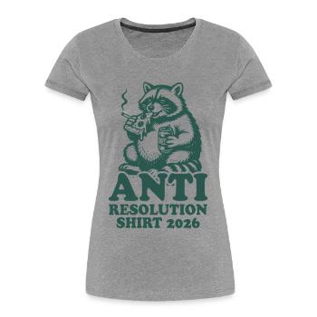 Waschbär | Anti gute Vorsätze 2026 - Frauen Premium Bio T-Shirt - Grau meliert - Vorne - Mia (176cm)