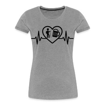 Herz Wandern Bier - Frauen Premium Bio T-Shirt - Grau meliert - Vorne - Mia (176cm)